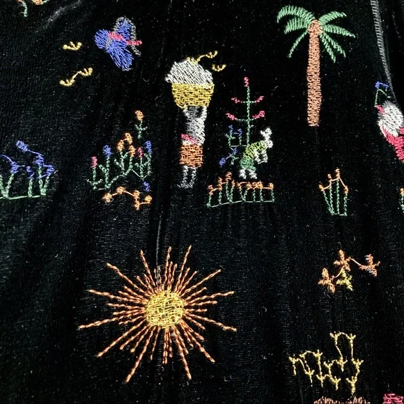 Vintage Chico’s Embroidered Velvet Jacket Women’s Size L Silk Blend Full Zip - Picture 6 of 9